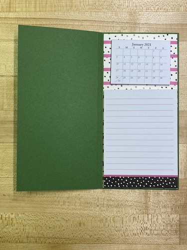 inside calendar notepad