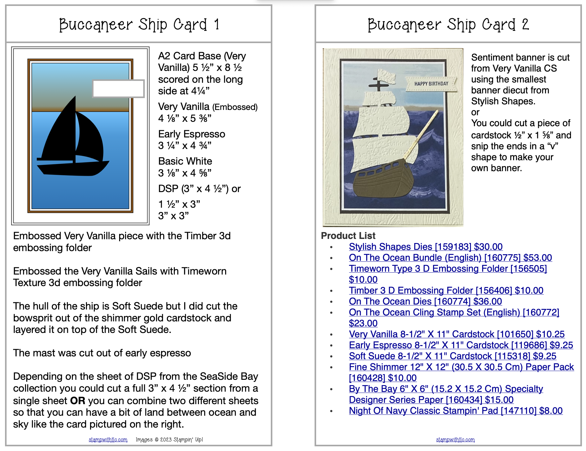 Buccaneer Ship Card